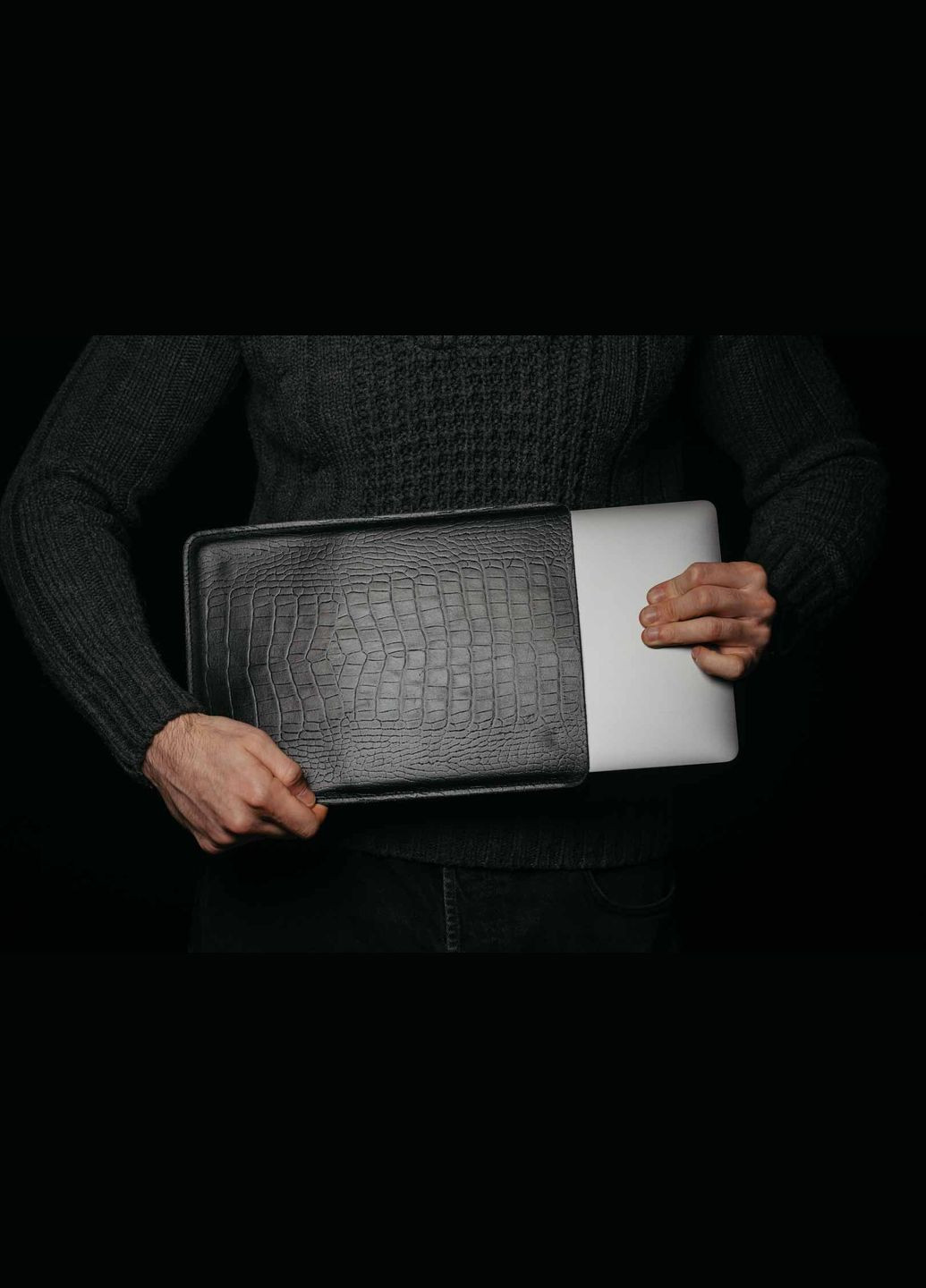 Шкіряний чохол для MacBook FlatCase Чорний Кайман 14 Skin and Skin (290850406)