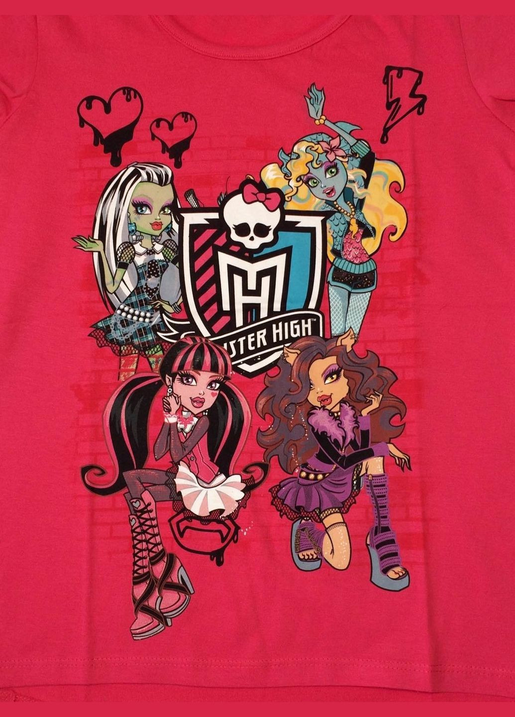 Темно-розовая летняя футболка Monster High