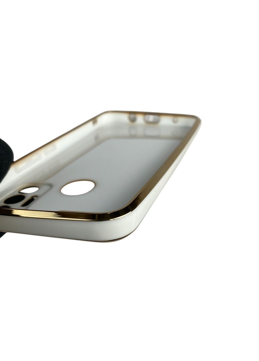 Чехол для Spark 7 Go KF6m с кольцом MagSafe с золотой окантовкой на техно спарк 7 го белый gs1 Tecno (366231308)