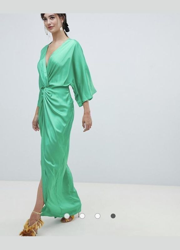 Зеленое платье зеленое макси атласное Asos
