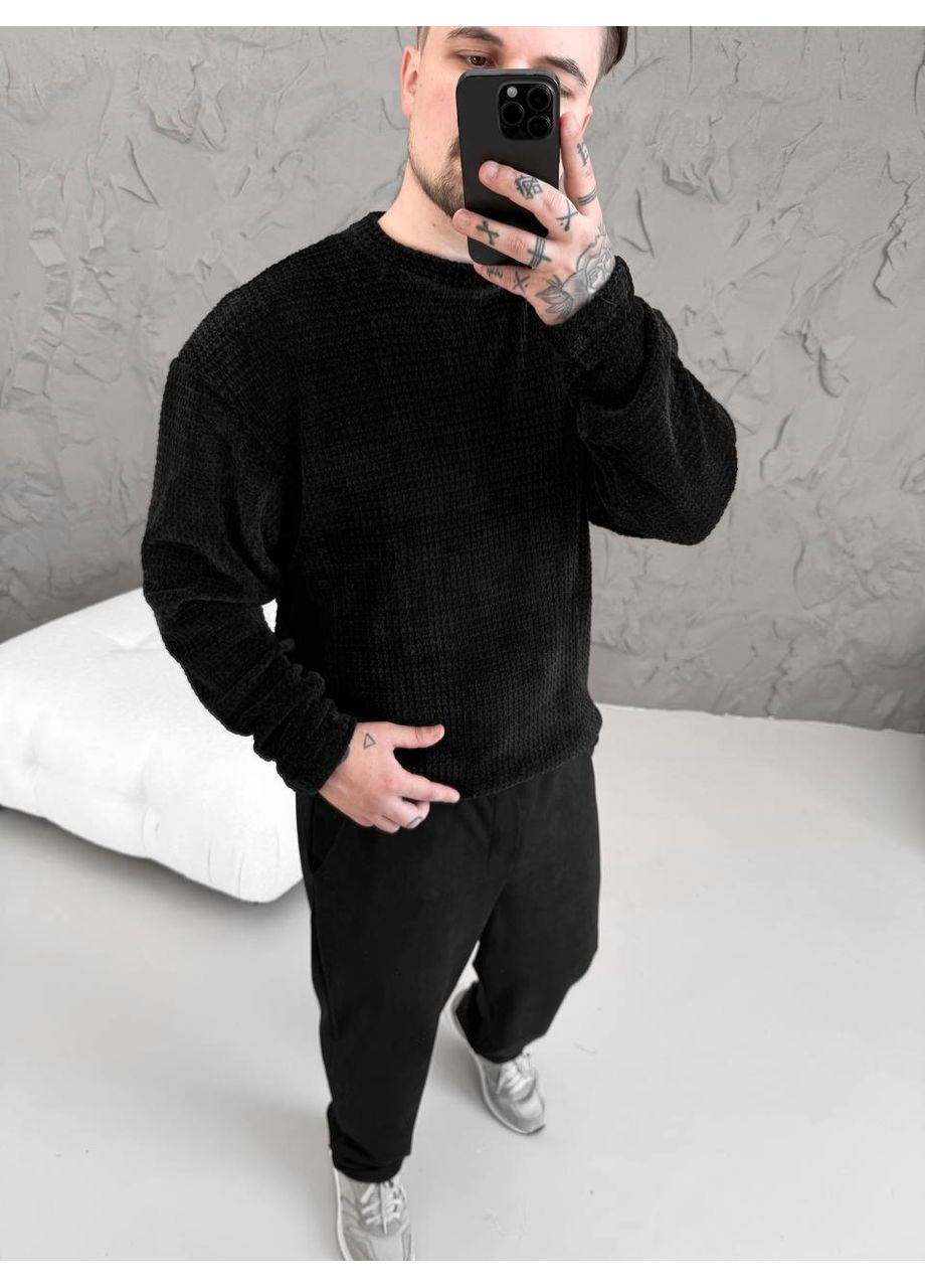 Черный демисезонный стильный мужской свитер Vakko