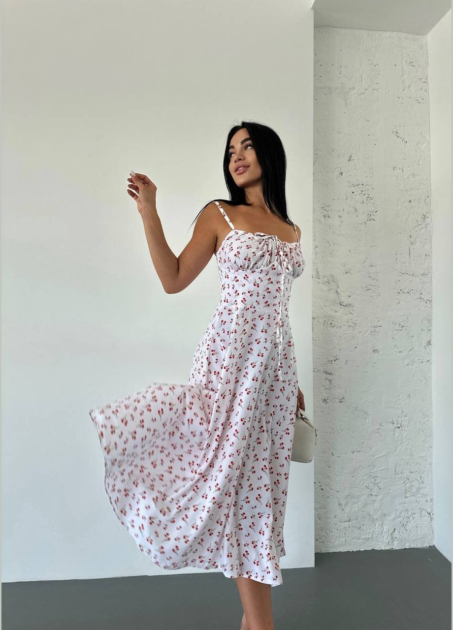 Білий святковий сукня No Brand з квітковим принтом