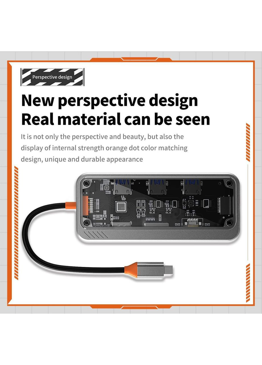 USB type C HUB 10 in 1 PD100W 4K 30 Гц USB 3.0 10 Гб/с RJ45 ЮСБ хаб для Макбуку Ноутбуку USB C type hub Baseus (366664728)