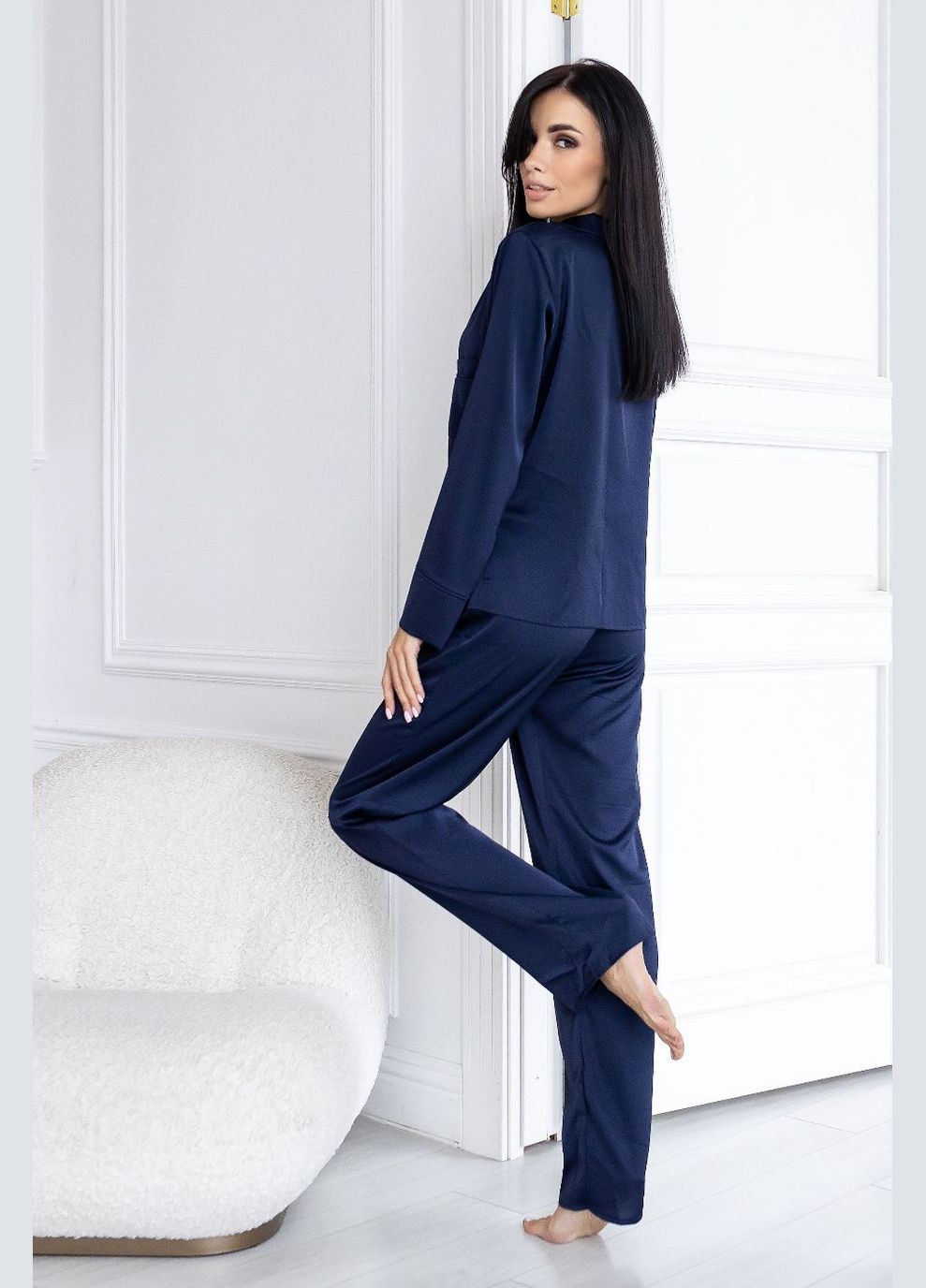 Комбинированная всесезон пижама женская классическая с кантом пс1300 синий MiaNaGreen