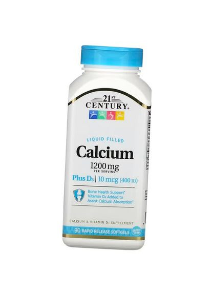 Кальций с Витамином Д3, Liquid Filled Calcium Plus D3, 90гелкапс (36440079) 21st Century (315137063)