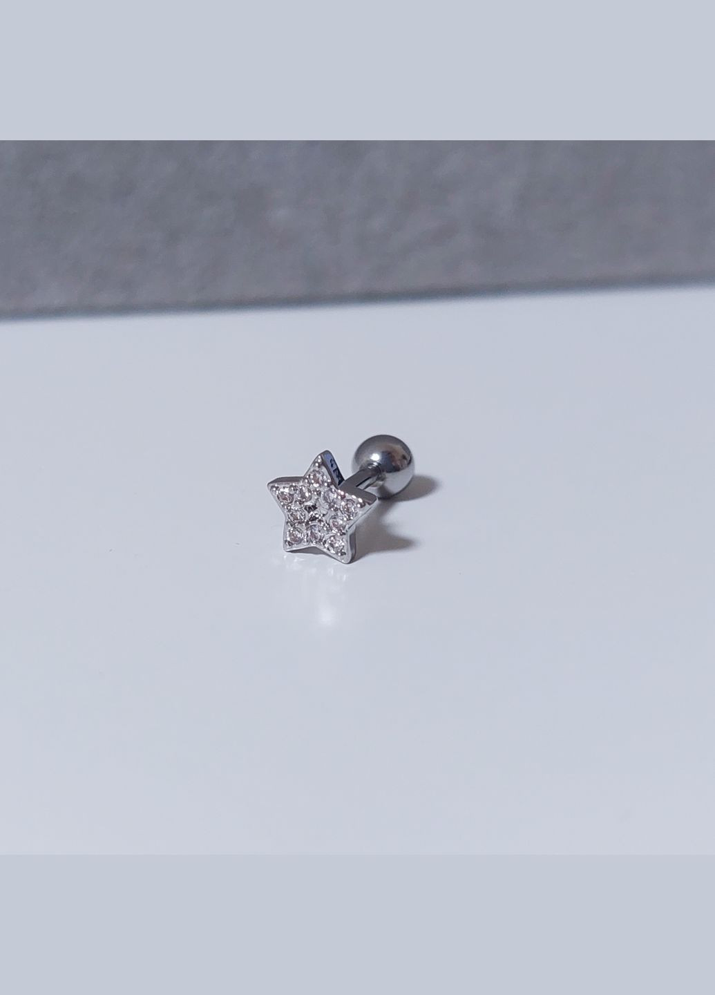 Сережка штанга для пірсингу вуха Зірка MK1197-62 сріблястий DeKolie (315023838)