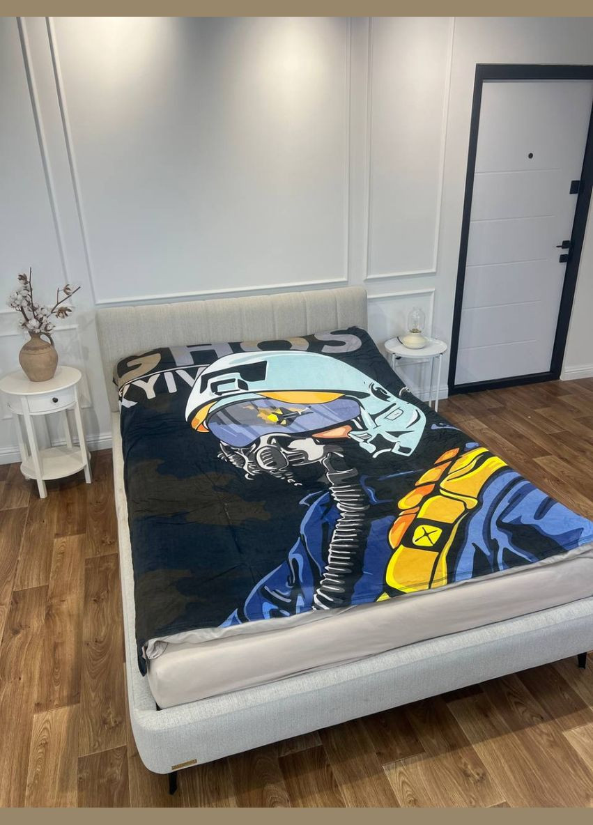 Плед патриотический 3D Призрак Киева! 10631 135х160 см FlexDress (364498577)