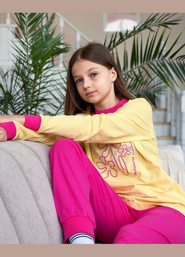 Желтая всесезон пижама для девочки (подростковая) hc (h001-6076-001-33-2-1) No Brand