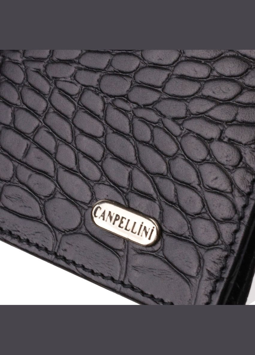 Кошелек мужской Кожаный с тиснением под крокодила 21896 Черный Canpellini (306881498)
