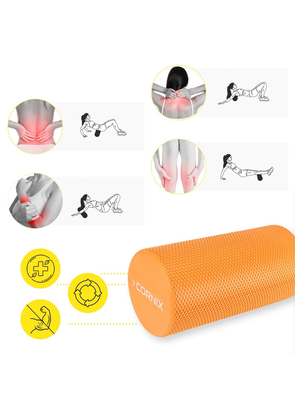 Массажный ролик EVA+ 30 x 15 см (валик, роллер) Orange Cornix XR-0297 (402385519)