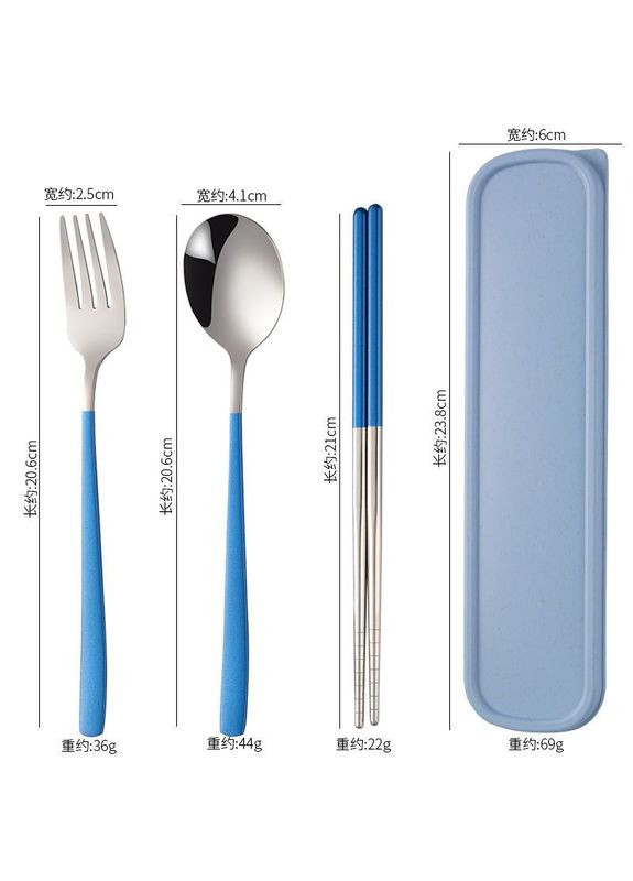 Набір столових приборів, похідний набір “Urban Steel” у футлярі (ложка, виделка, палички, футляр) No Brand (367038418)