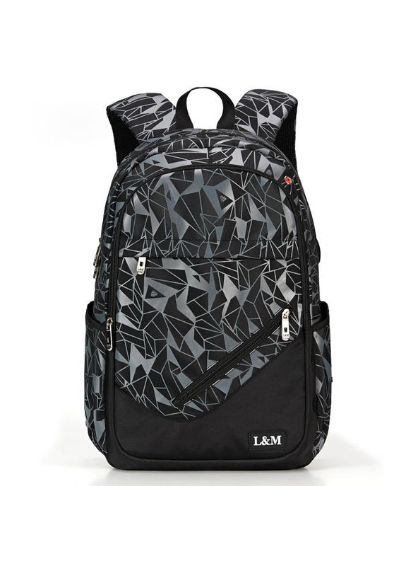 Рюкзак черный с серыми треугольниками L&L (290683254)