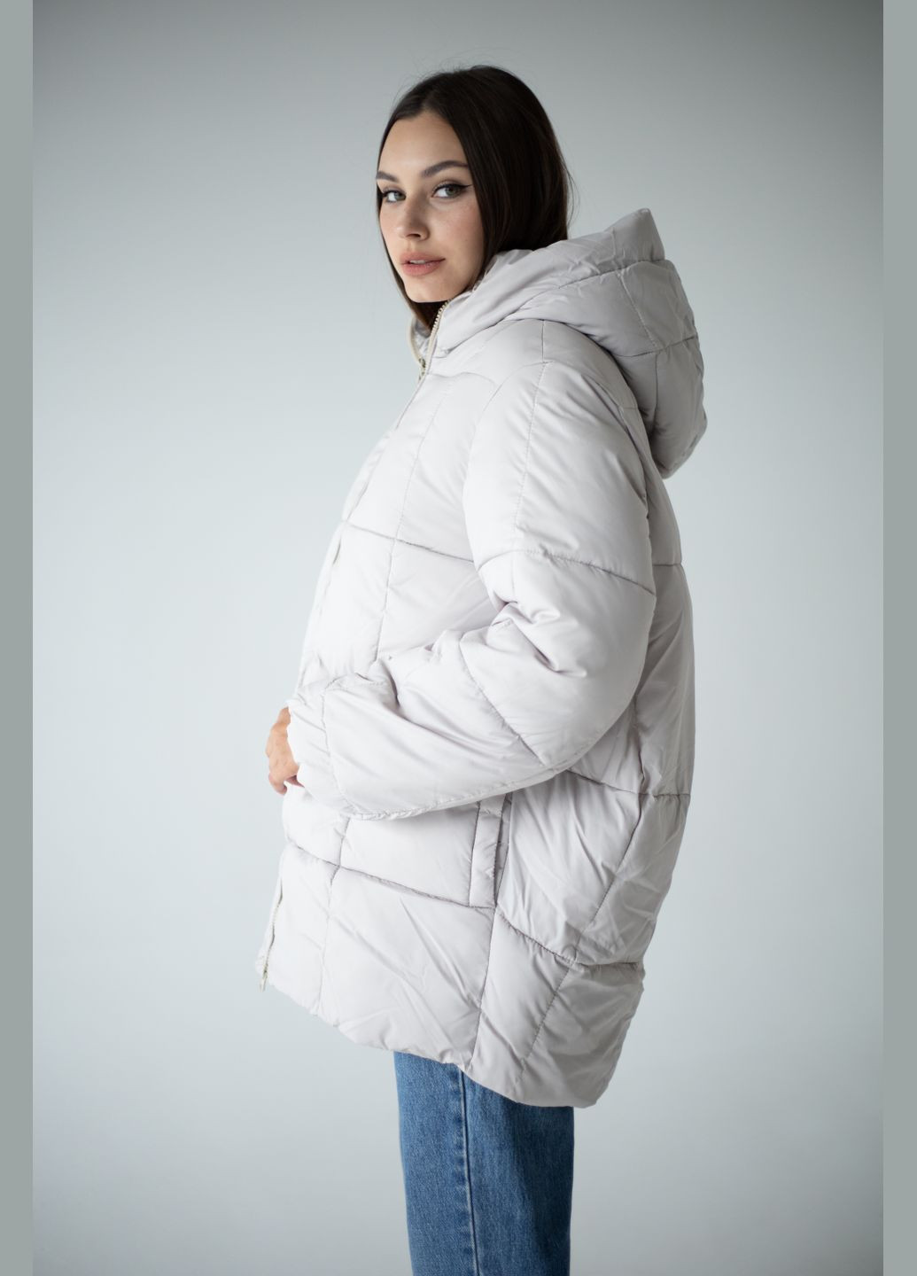 Молочна зимня зимовий жіночий пуховик SK