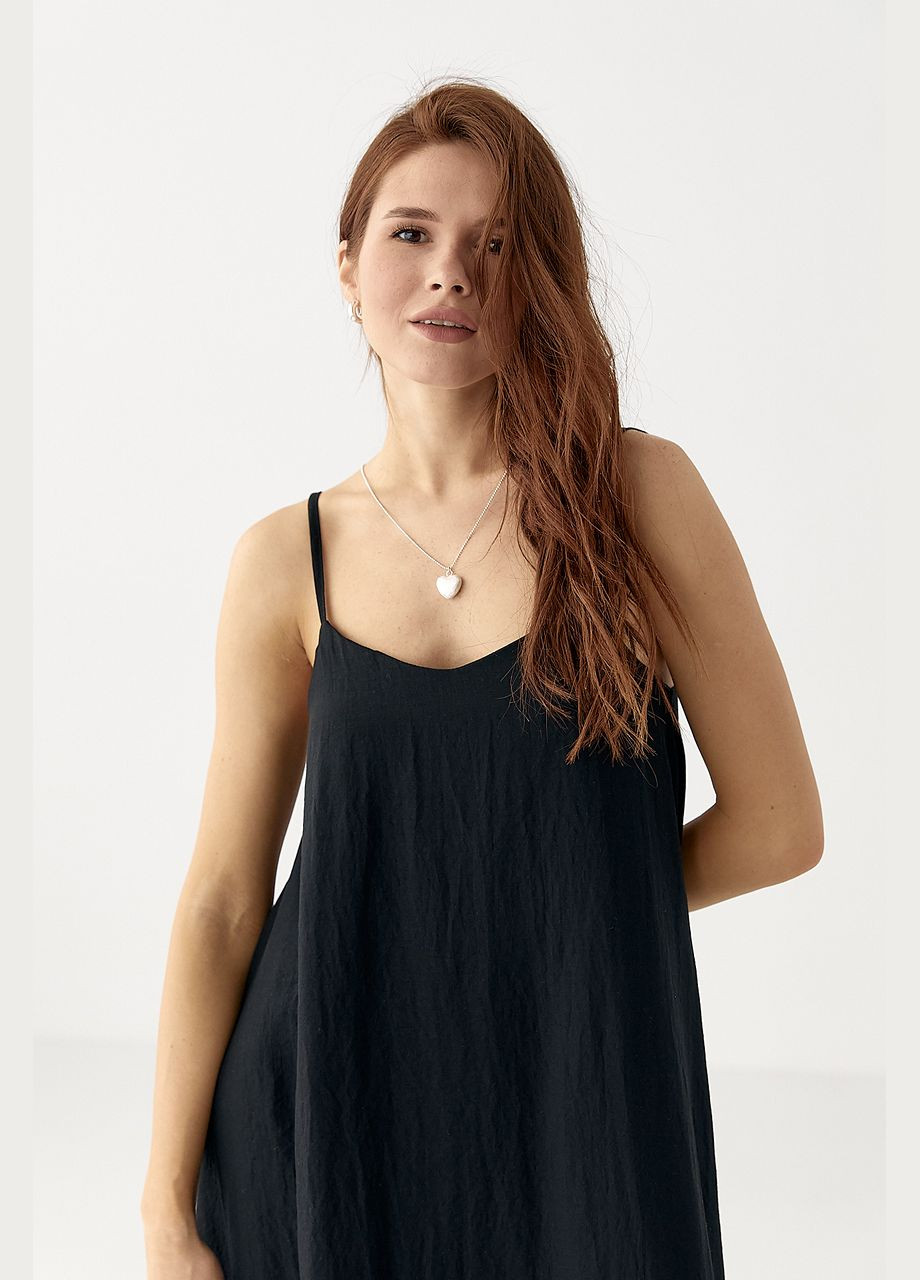 Розкльошений жіночий сарафан на бретелях - чорний колір Lurex (335077341)