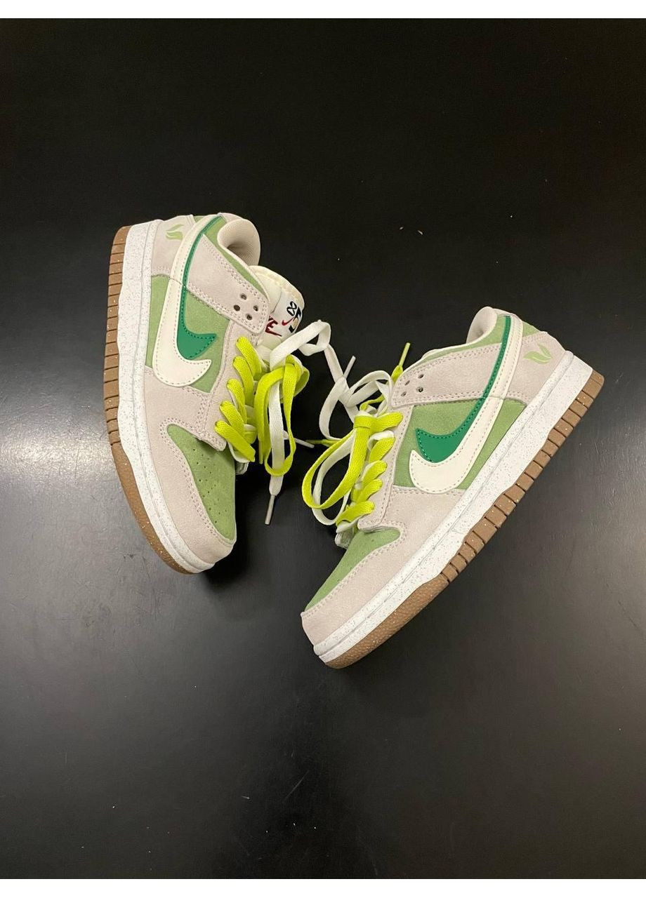 КРОСІВКИ ЖІНОЧІ NIKE SB DUNK LOW SE 85 DOUBLE SWOOSH GREY GREEN НАЙК СБ ДАНК No Brand сірі демісезони (368647167)