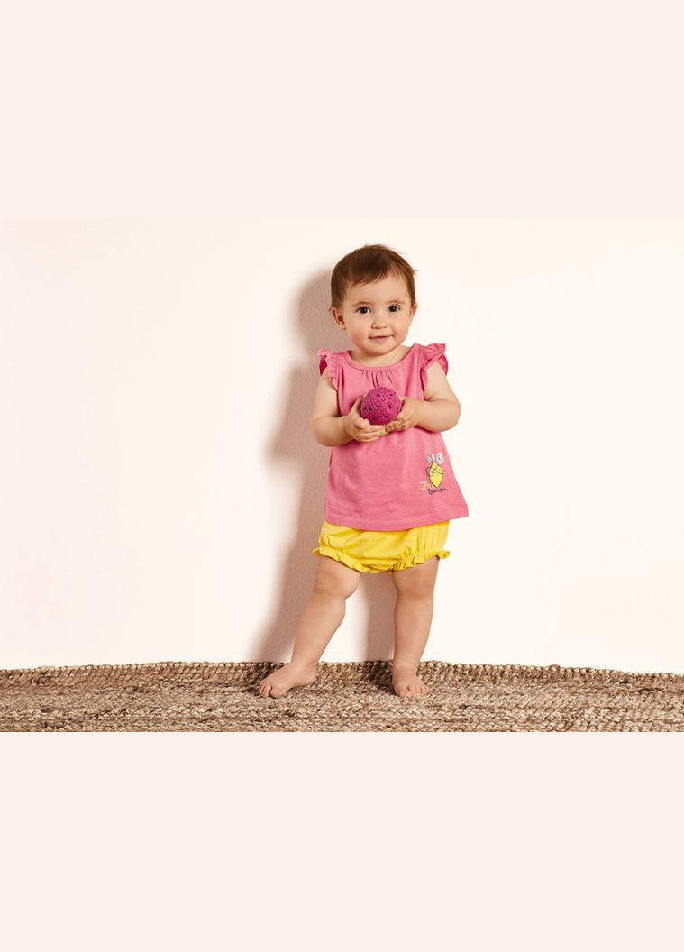 Комбінований демісезонний костюм (боді, футболка, шорти) для дівчинки ecoprint 370936-1 062-68 см (2-6 міс.) різнобарвний Lupilu