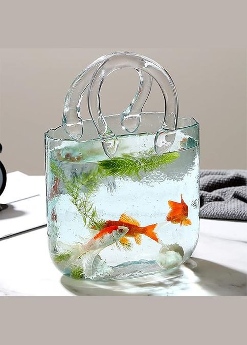 Стеклянная ваза для цветов в форме Сумки 20x11x26 см Bubble Bag, Голубая More (299914613)