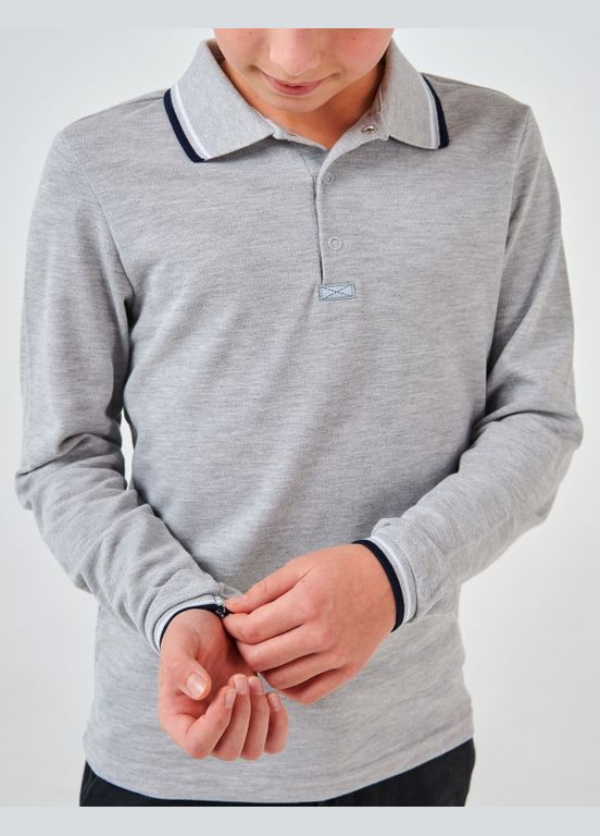 Футболка-поло (довгий рукав) Сірий меланж Smil (297365086)