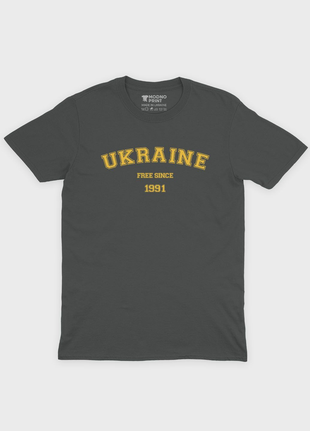 Темно-сіра чоловіча футболка з патріотичним принтом ukraine (ts001-1-slg-005-1-016) Modno
