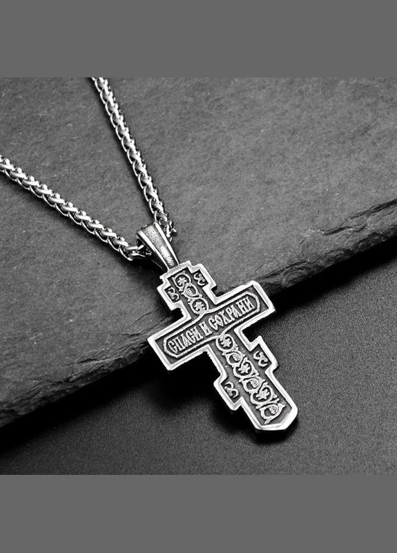 Чоловічий кулон хрестик із ланцюжком на шию підвіска амулет стильний оберег STORE 182-Сер (329202055)