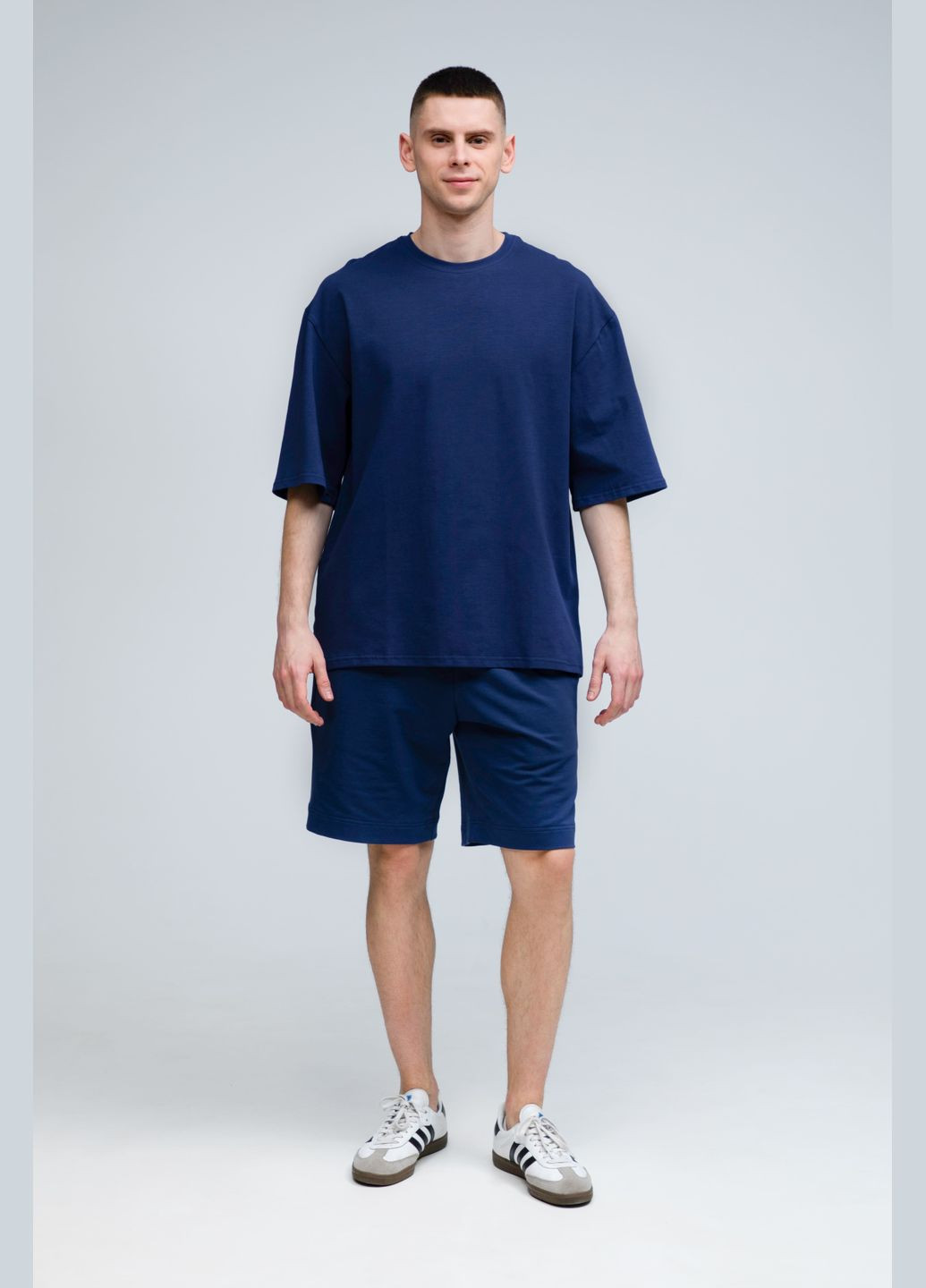 Костюм футболка оверсайз и шорты мужской темно-синий RAY Basic (331006493)