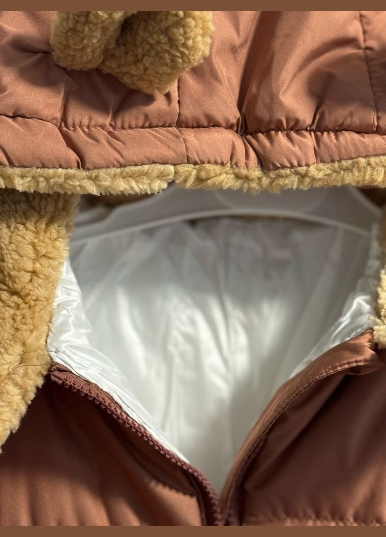 Коричневая демисезонная куртка для детей еврозима коричневая 10604 No Brand