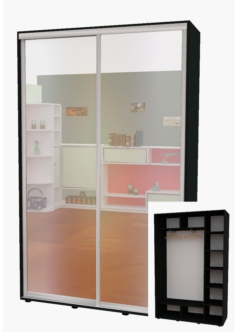 Шкаф-купе двухдверный 160*45*220 см Антрацит 2 двери Зеркало Алекса (356774121)