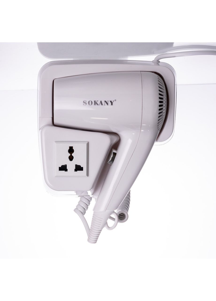 Фен настенный для сушки волос бытовой фен для укладки компактный мощный 1200 Вт Белый SK-CF-2217 Sokany (369388053)