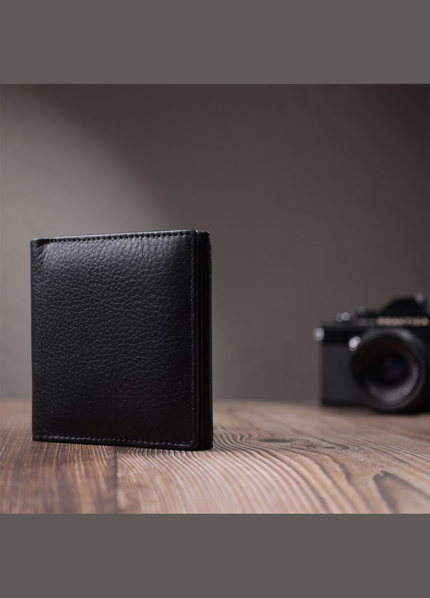 Жіночий гаманець із натуральної шкіри з монетницею 22709 Чорний st leather (306881338)