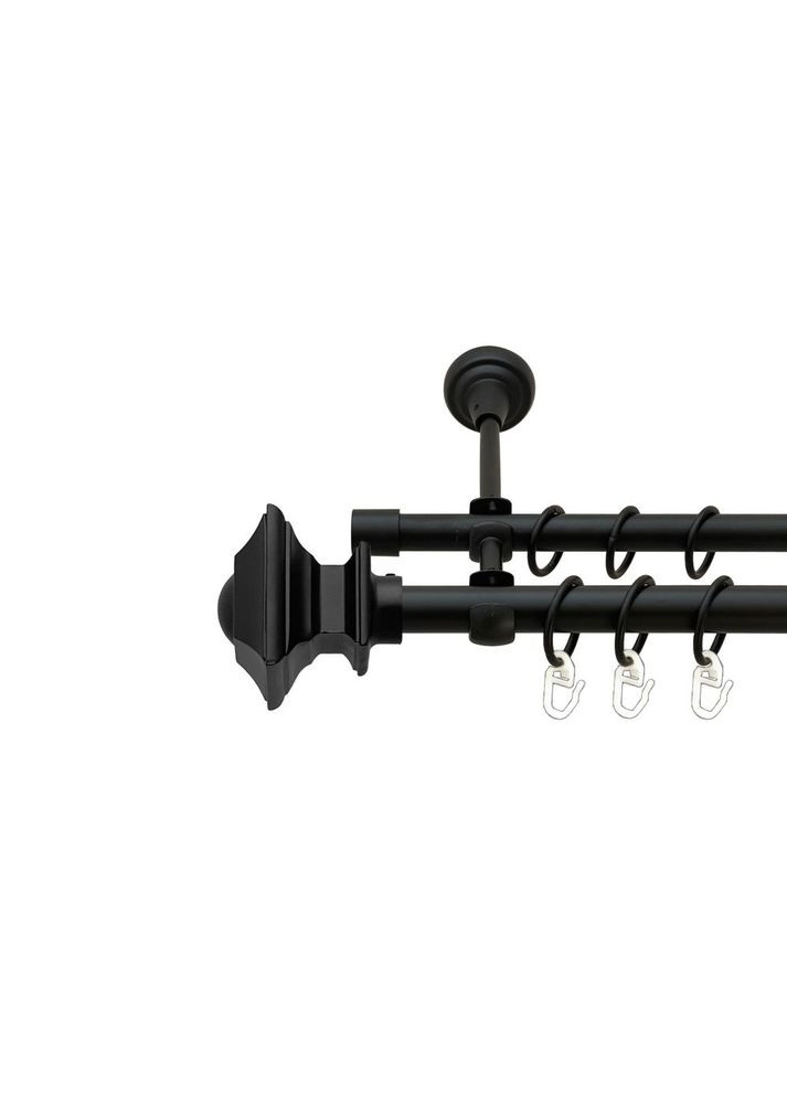 Карниз Борджеза металлический двухрядный открытый гладкая труба Черный Бархат 19\16 мм 300 см (00-00020932) ORVIT (300692097)