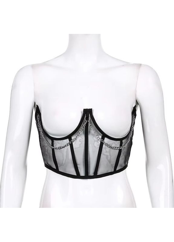 Корсет прозорий підгрудний на шнурівці чорний (PRCP-blS) No Brand (360897475)