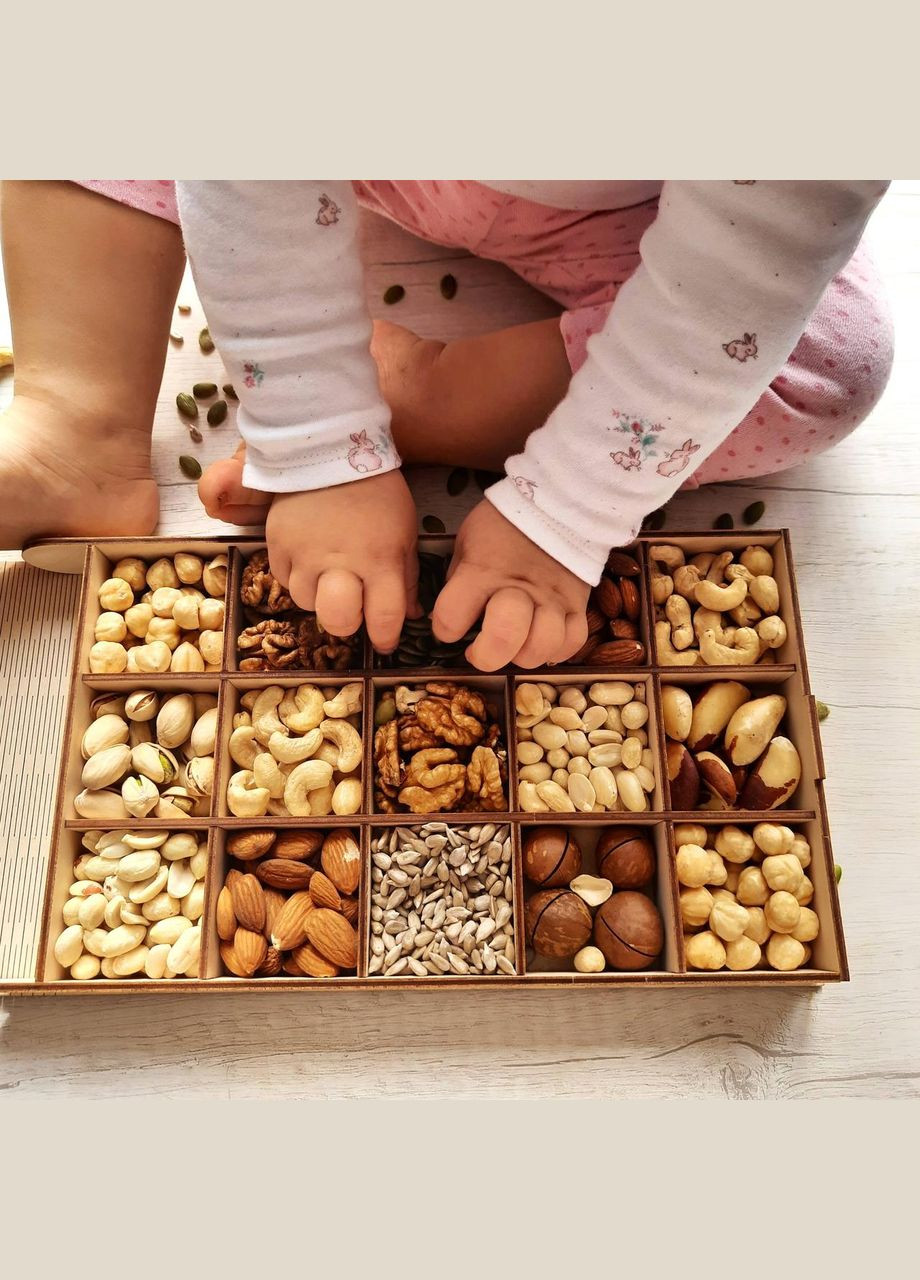 Подарунковий набір горіхів у дерев'яній коробочці 500 грамів. Царство Меду (324627842)