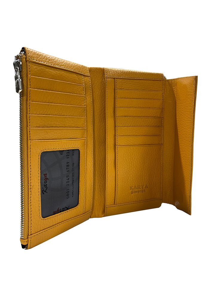 Гаманець жіночий шкіряний жовтий Karya (336377909)