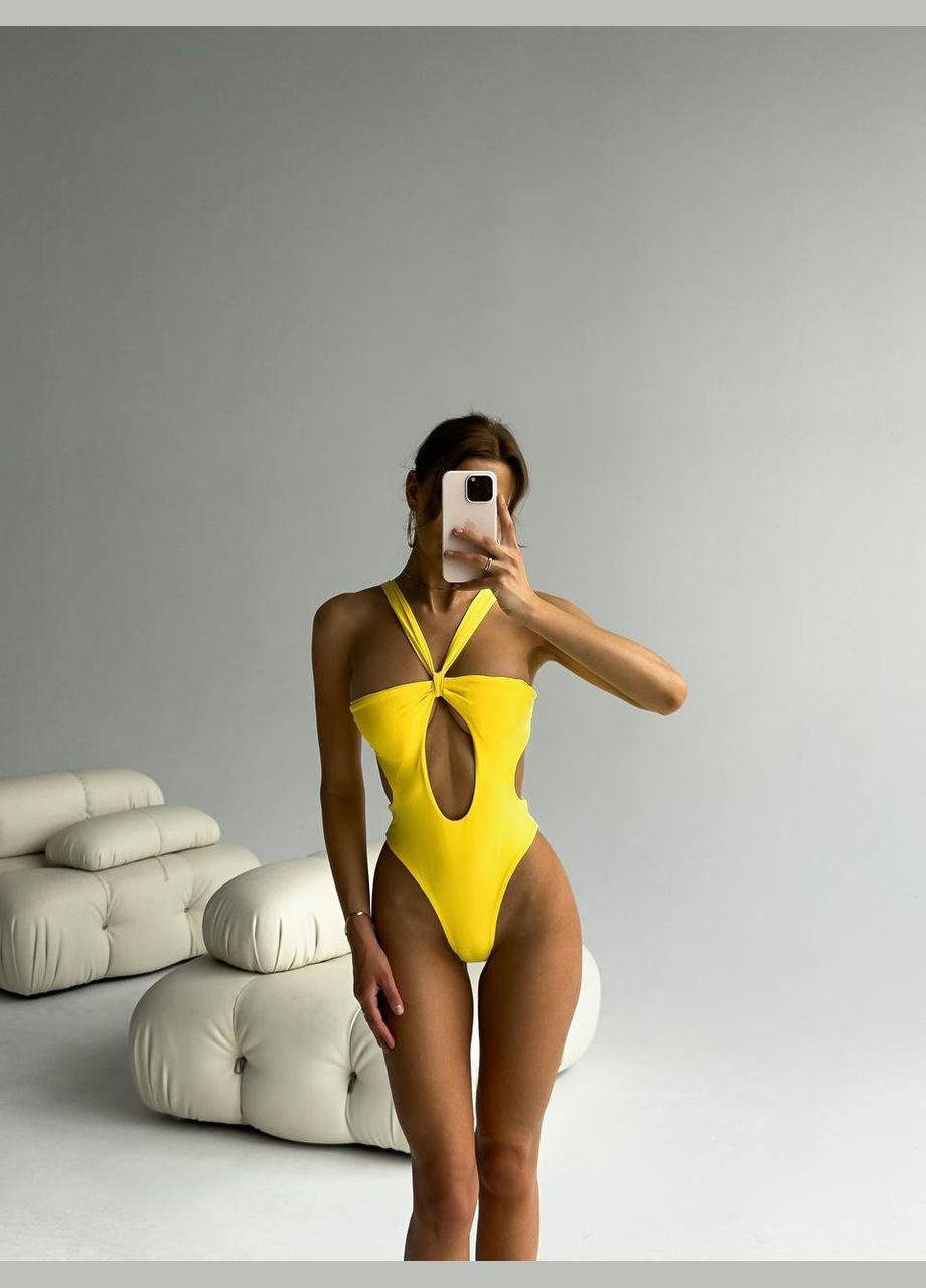 Желтый демисезонный купальник сдельный слитный No Brand