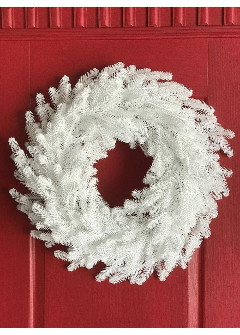 Вінок хвойний різдвяний Traditional литий d-60 см Білий No Brand (370161642)