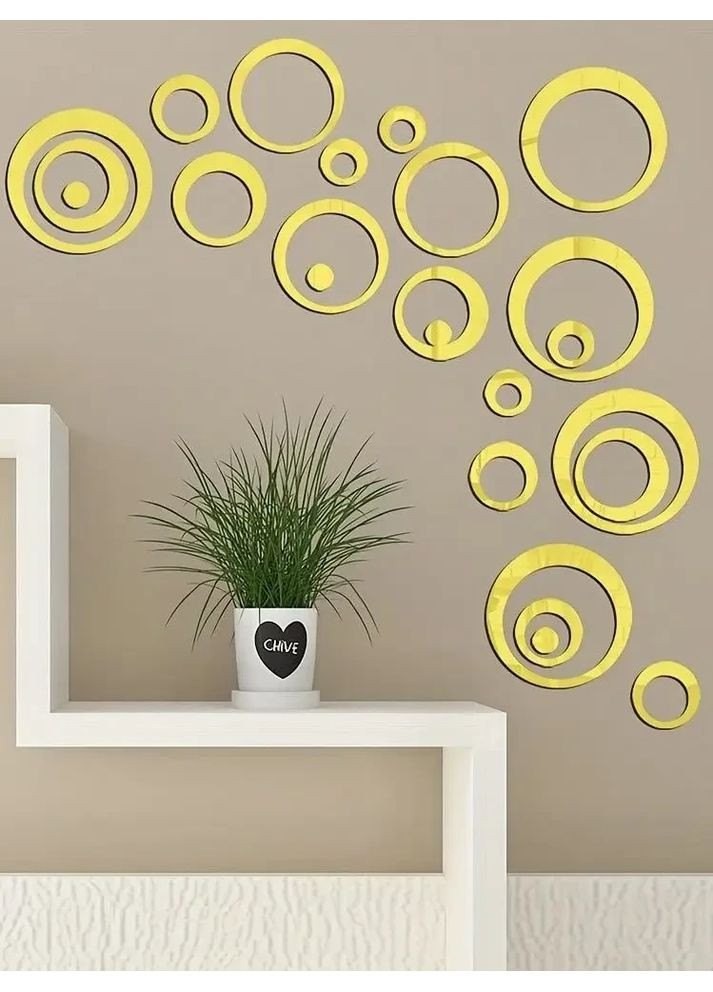 Декоративные зеркальные наклейки акриловые настенные Мини-Орбита 24 шт. золото Ваша Світлість (366334670)