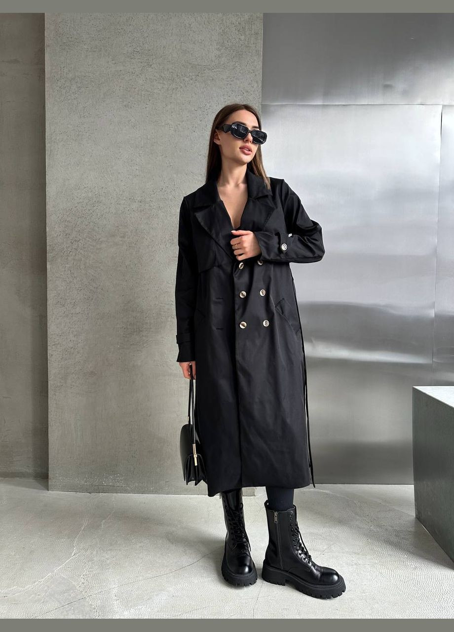 Чорне демісезонне Жіночий тренч No Brand
