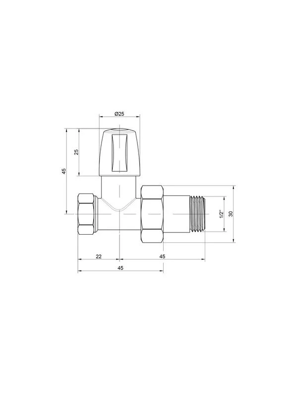 Радиаторный кран 1/2" прямой без ручки №815 Icma (397566427)
