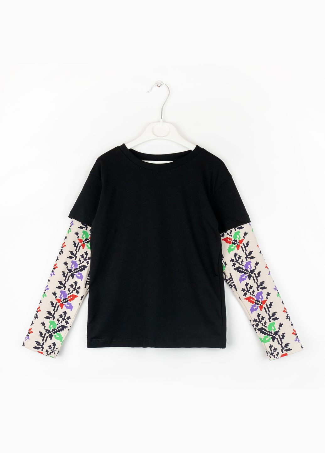 Черная демисезонная лонгслив подростковый с принтоваными рукавами dexter's