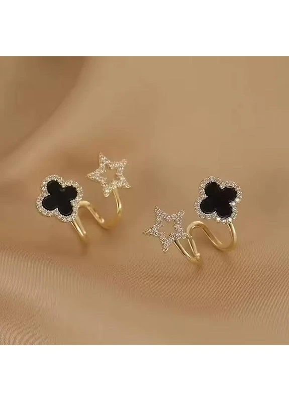 Серьги клевер двойные во французском стиле No Brand (379730869)