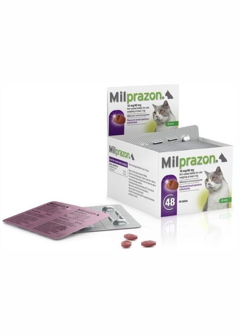 Таблетки Милпразон для кошек массой тела от 2кг до 8кг (блистер 4таб) (5909991219581) KRKA (322237472)