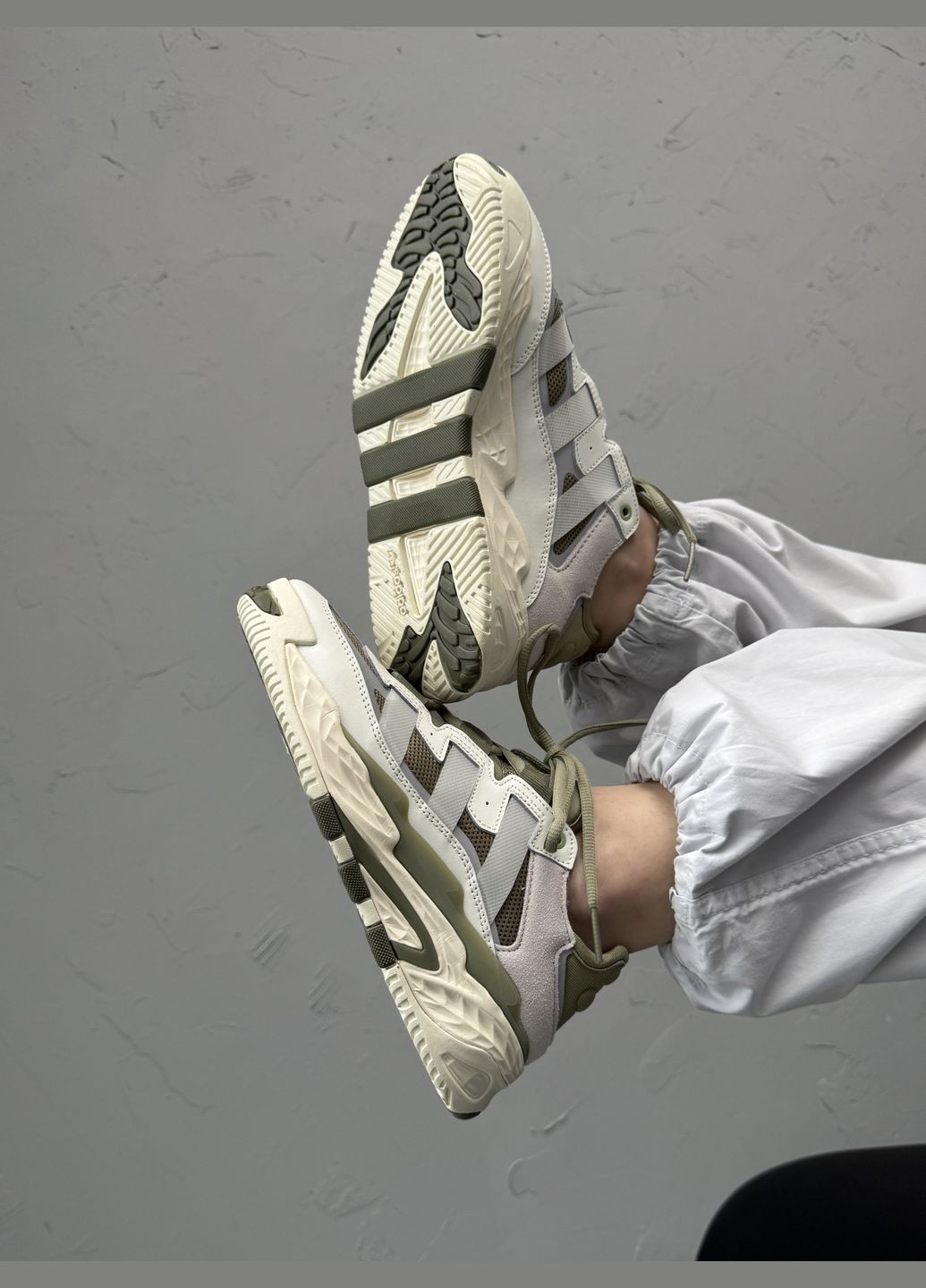 Кроссовки женские и мужские Adidas Niteball beige green | Адидас Найтбол бежевые зеленые No Brand бежевые демисезоны (316663567)