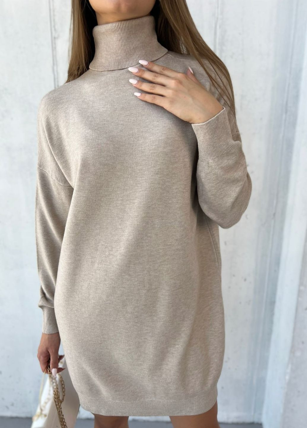 Серо-коричневое повседневный лаконичное платье-гольф из ангоры Україна