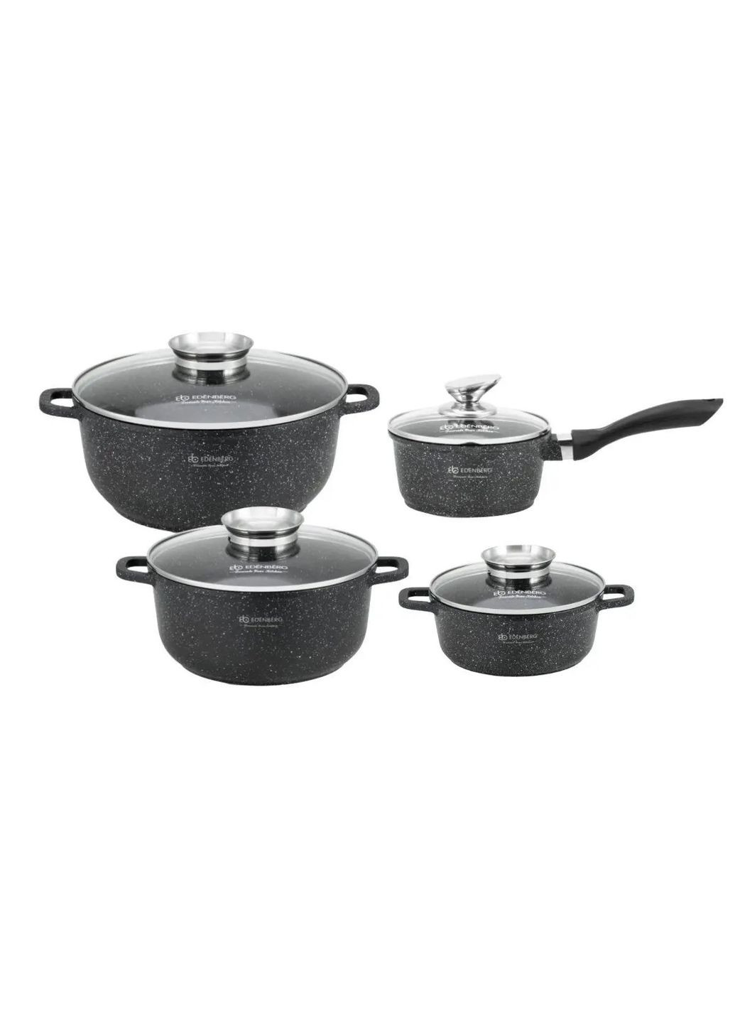 Набір каструль EB-3984 з високоякісного алюмінію з гранітним покриттям 10 предметів Чорний Edenberg (332051099)