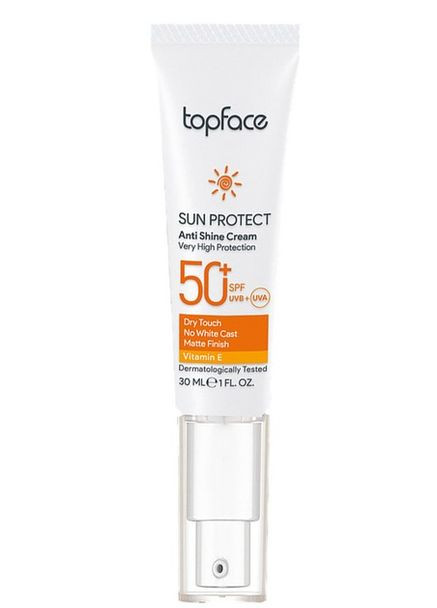 Сонцезахисний крем для обличчя Sun Protect Anti Shine Cream SPF50+, 30 мл TopFace (323229388)