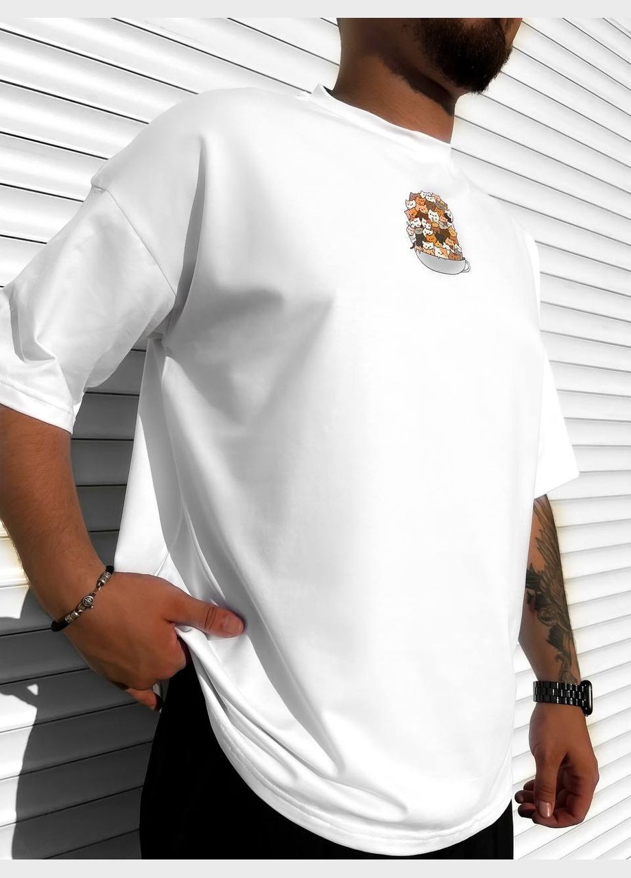 Белая футболка белая (принт) No Brand