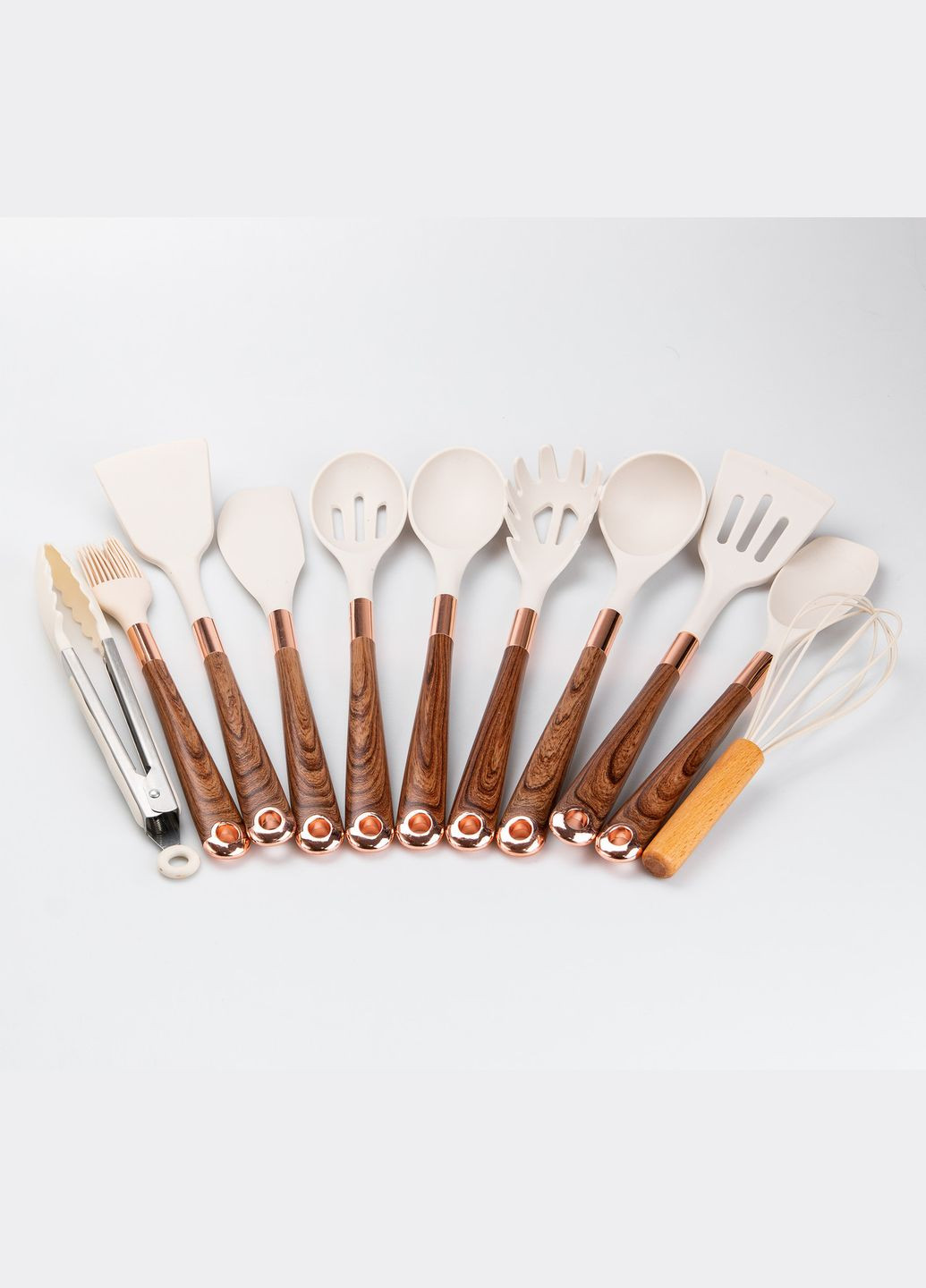 Набор кухонных принадлежностей с подставкой 11 шт поварской набор 32 см • 28 см • 24 см HP27475 TS Kitchen коричневые,