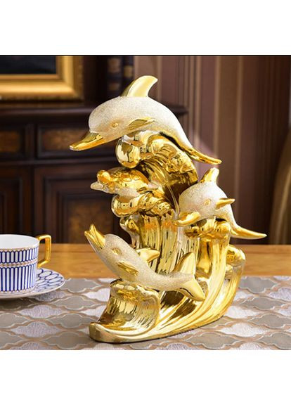 Розкішна настільна художня прикраса для дому статуетка у вигляді зграї з чотирьох дельфінів. No Brand (295058801)