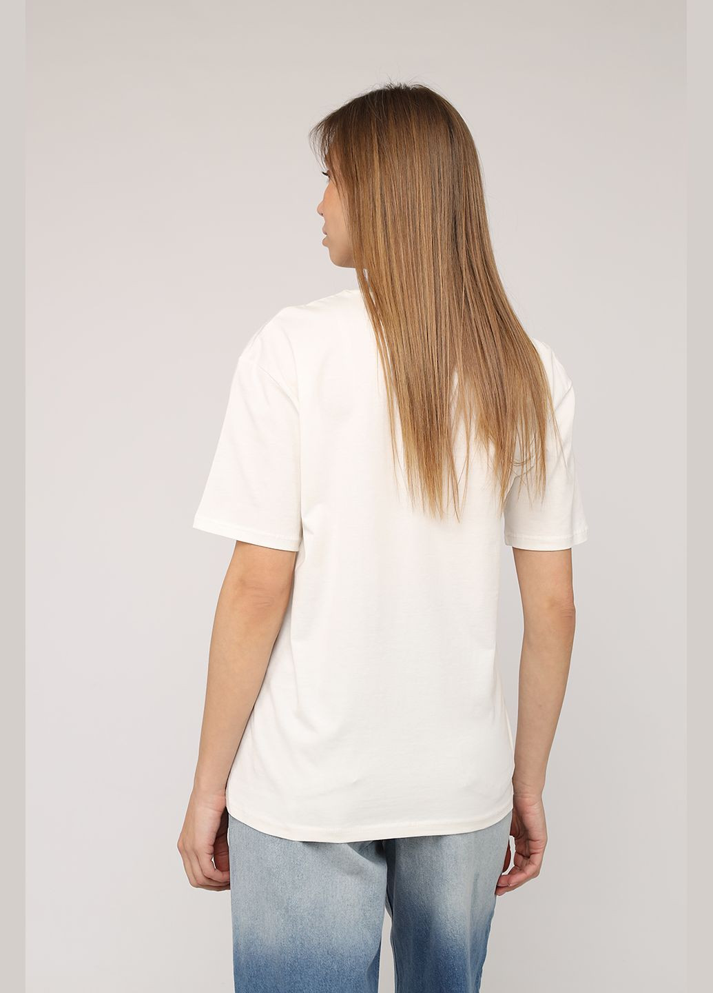 Футболка с коротким рукавом женская цвет молочный ЦБ-00275554 Crep - (328387580)