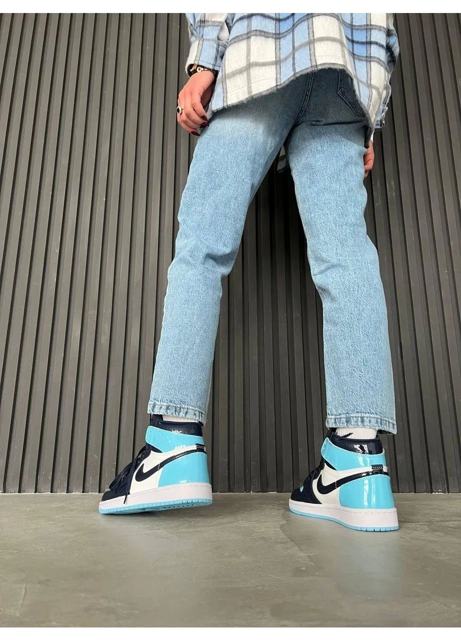 КРОССОВКИ ЖЕНСКИЕ NIKE AIR JORDAN 1 RETRO HIGH PATENT BLUE 2 НАЙК АИР ДЖОРДАН СИНИЕ No Brand синие демисезоны (391050195)